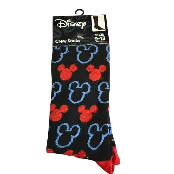 Disney Mickey Mouse Black Unisex Crew Socks Size 9-13 - Picture 1 of 2